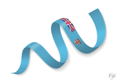 Fiji flag ribbon waving national colors vector