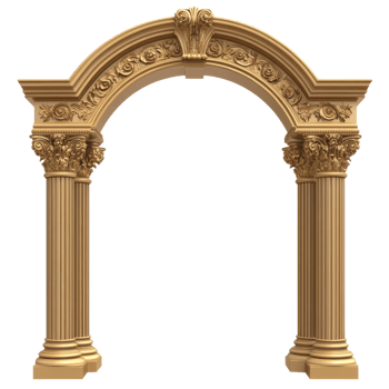 Golden ornate archway on transparent background png