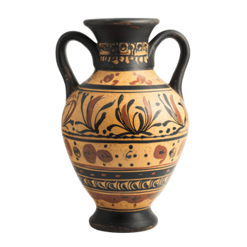 Ornate ancient greek vase on transparent background png