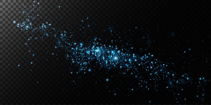 Sparkling blue particles gracefully dance across a dark background, conjuring a captivating and ethereal effect vector