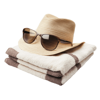 Beach hat and sun glass on transparent background png