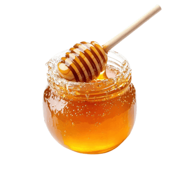 Honey jar with dipper on transparent background png