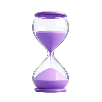 Hourglass with Purple Sand and Glass Body isolated on Transparent Background png