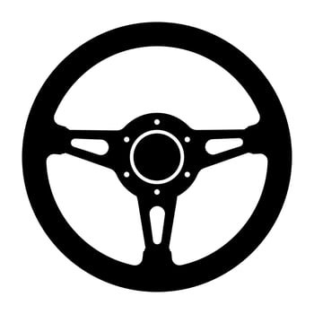 Retro sports car steering wheel silhouette illustration vector