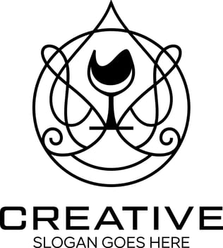 luxury ornament wine idea logo design vector