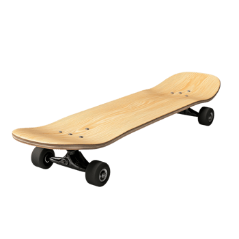 A wooden skateboard deck on transparent background png
