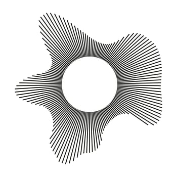 Circular wave, sound ring lines mockup. Radial frame layout. Wavy frame minimal pattern. Radial ray. Wavy design template. Equalizer logo radial spectrum. Voice flat symbol. Depicting audio music icon vector