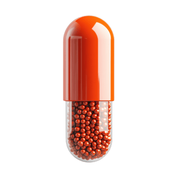 Orange capsule close up on transparent background png