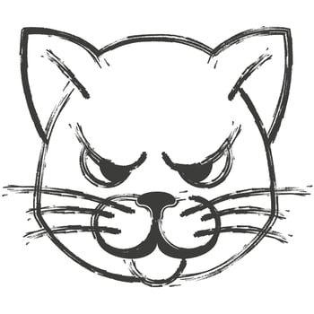 Serious animal soldier line art. Military cat. Character in camouflage. vector