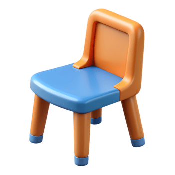 A small plastic chair with a blue seat png
