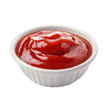 Ketchup in a small bowl on transparent background png