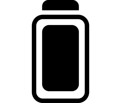 A black charge battery icon on a transparent background png