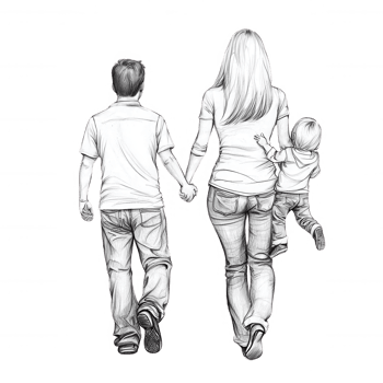 A family walking together, hand in hand, showcasing love and connection. Ideal for family-oriented themes and positive relationships. Perfect for lifestyle projects. png