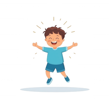 A joyful boy jumping with excitement, portraying happiness and energy. His carefree attitude reflects the innocence and joy of childhood. png
