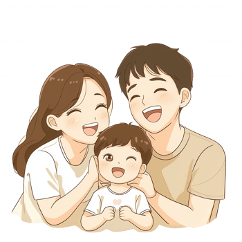 A joyful family portrait featuring a smiling mother, father, and their happy child png