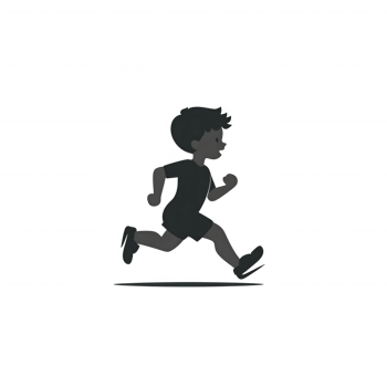 A playful illustration of a child running, depicting movement and energy in a simplistic style, perfect for children's themes and activities. png