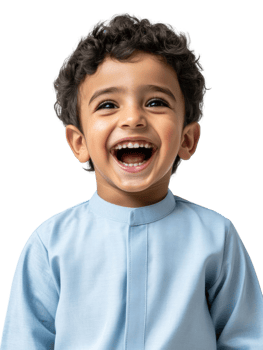Joyful Portrait Of A Smiling Young Boy With Dark Curly Hair Wearing Light Blue Outfit Isolated On Transparent Background png