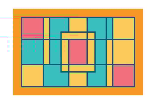 Abstract Rectangular Design With Pink Yellow And Teal Blocks Creative Layout Modern Graphic Art Multicolored Squares Geometric Composition Unique Pattern vector