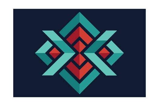 Abstract Geometric Pattern With Teal And Red Arrows Against A Dark Blue Background For Modern Designs And Creative Projects vector