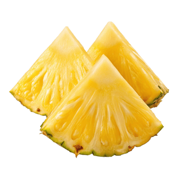 Three juicy pineapple slices, isolated png