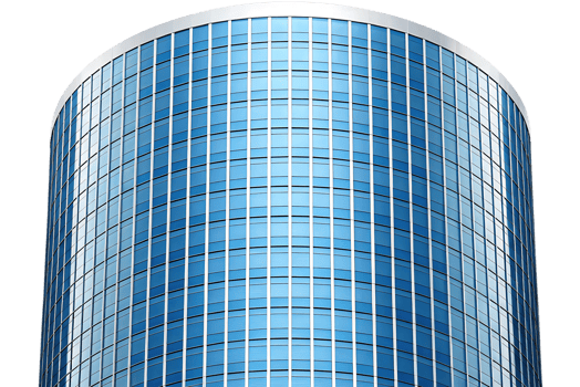 Modern glass skyscraper exterior detail. png