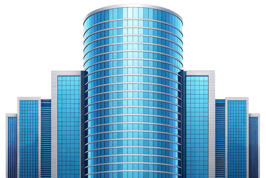 Modern blue glass skyscraper, corporate building png