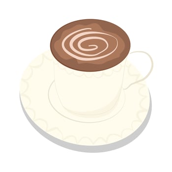 hot chocolate drink or coffee cup with saucer vector