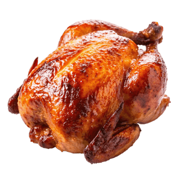 Delicious roasted chicken, golden brown and juicy. png