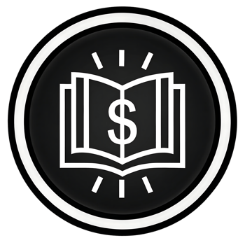 Book with dollar sign, symbolizing financial education and wealth. png