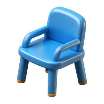 A blue plastic chair with a wooden seat png