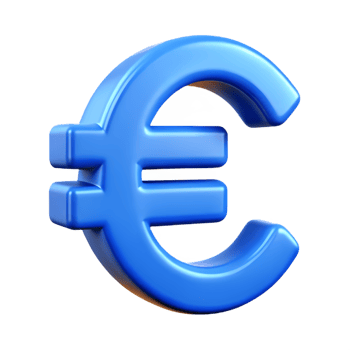 Euro symbol - 3d render png