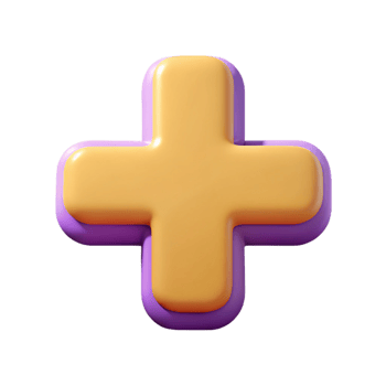 vibrant whimsical renaissance Plus sign character with rounded edges. Flat color, minimal design, with Scalable Design. studio quality png