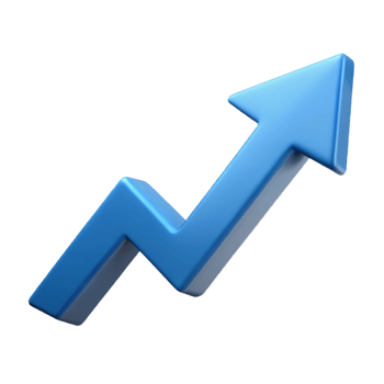 calm majestic Upward trending arrow composed of geometric shapes. Minimal, crisp edges with Scalable Design. impeccable png