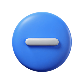 sought-after renaissance Minus sign character with a horizontal line. Minimal, flat blue color with Scalable Design. expertly shot png
