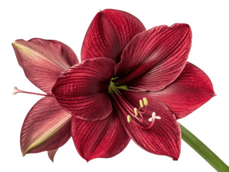 stunning amaryllis flower showcases vibrant red petals with intricate textures and delicate details, perfect for adding elegance to any setting png