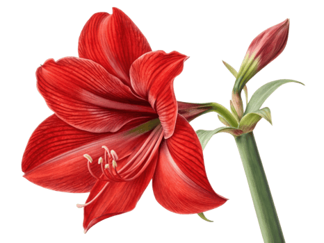 vibrant amaryllis flower showcases its stunning red petals and intricate details, symbolizing beauty and elegance in nature png