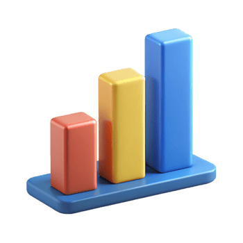 joyful impressive Horizontal bar graph with three bars, distinct flat colors. Clean lines, crisp edges, with Scalable Design. perfect clarity png
