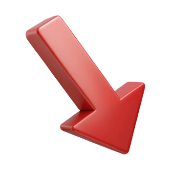 radiant timeless Downward pointing arrow symbolizing decline. Clean lines, flat color, single-weight stroke with Scalable Design. png