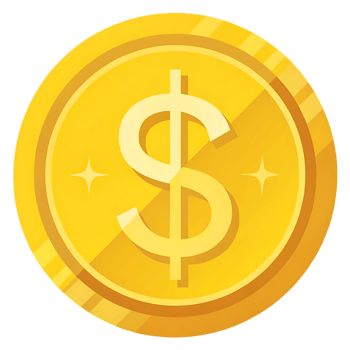 Golden coin with dollar sign. Finance, wealth, and success concept. png