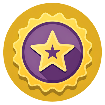 Gold star award badge icon. Quality, excellence, achievement concept. png
