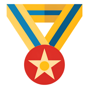 Award medal with ribbon. Success, achievement, victory concept. png