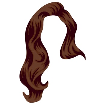 template of a beautiful female brown hair style with light waves, for female characters vector