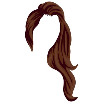 female hair template brown hair with side parting, for female characters vector