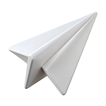 whimsical majestic Scalable paper airplane icon with single-weight stroke. Flat white with Scalable Design. crisp png