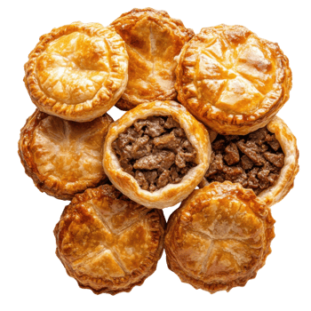 Stack of savory pies on transparent background png