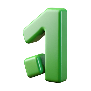 pristine rare Number character with a straight vertical line. Flat green color, clean lines with Scalable Design. png