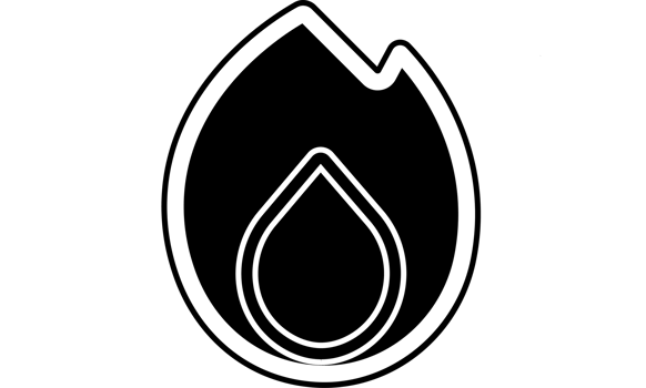a black and white logo of a burning flame png