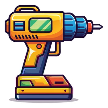Clipart Drill in flat style isolated on white background vector