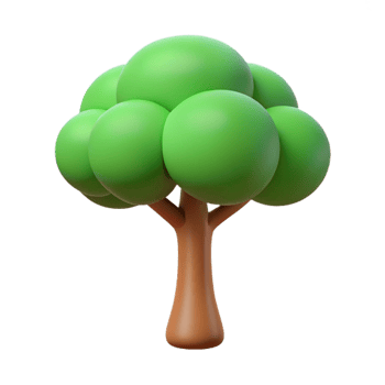 bold alluring Tree with circular canopy and straight trunk. Simple, flat color, with Scalable Design. museum quality png