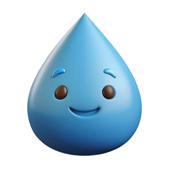 serene mid-century Teardrop-shaped raindrop character with a smiling face. Clean lines, scalable, flat color with Scalable Design. luxury png